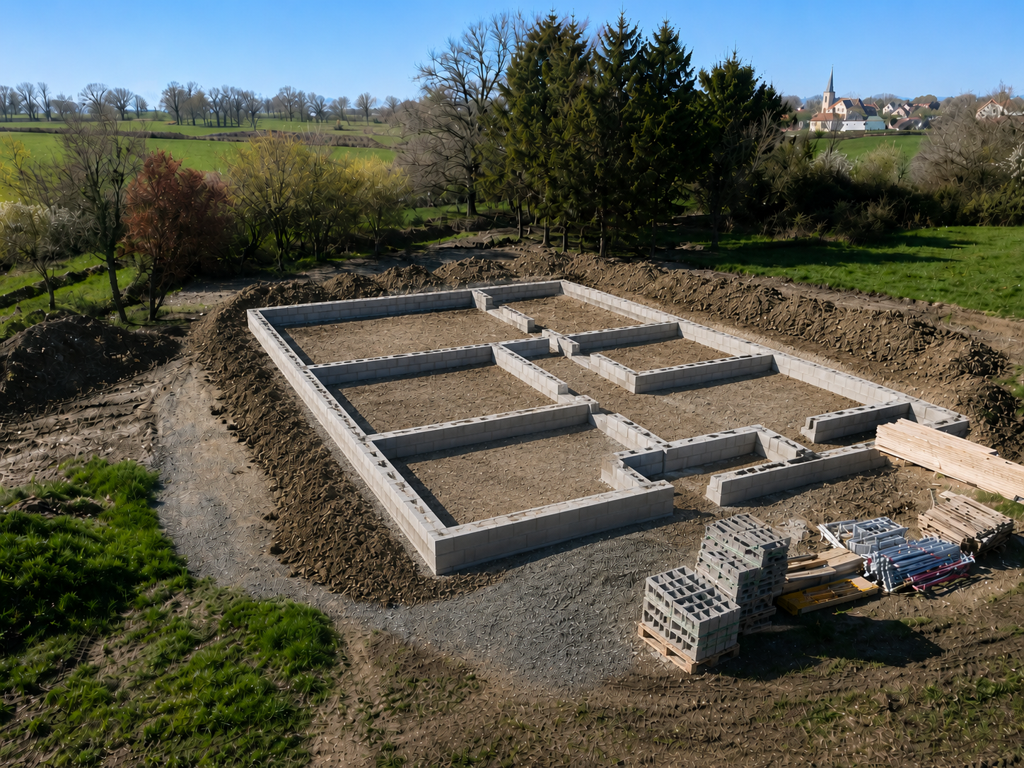 Maçon Allier - fondations et soubassement du bâtiment
