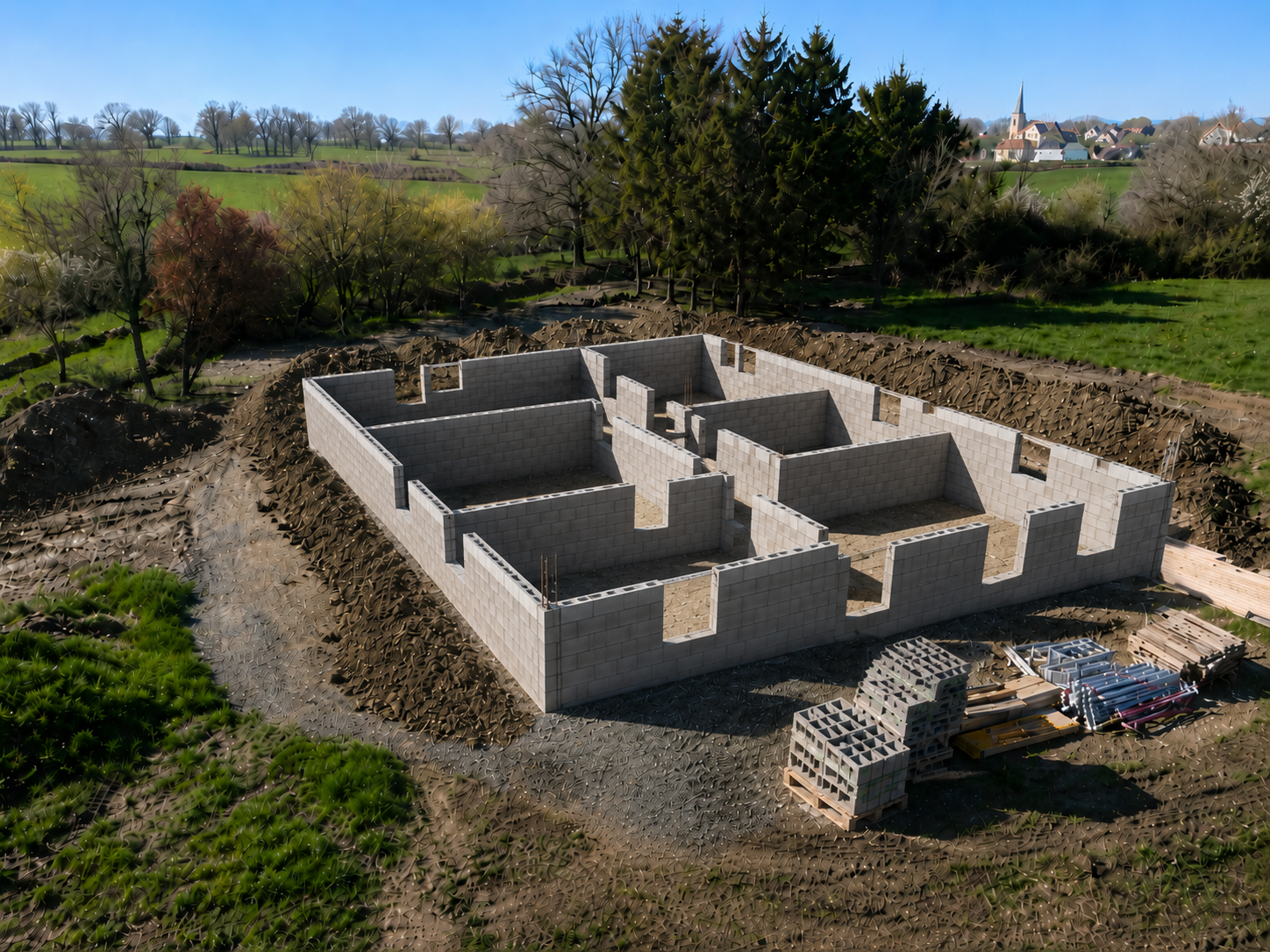 Maçon Allier - élévation des murs du bâtiment